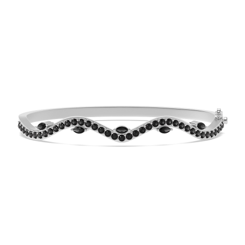Bezel Setting Round Willow Black Bangles Diamond Bracelets