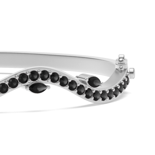 Bezel Setting Round Willow Black Bangles Diamond Bracelets