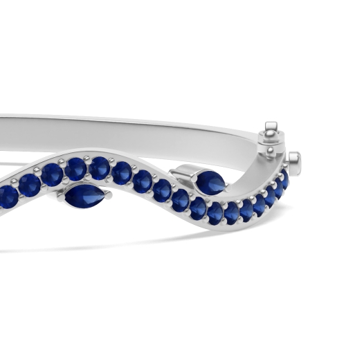 Bezel Setting Round Willow Blue Sapphire Bangles Diamond Bracelets
