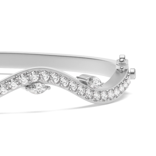 Bezel Setting Round White Gold Bangles Bracelet