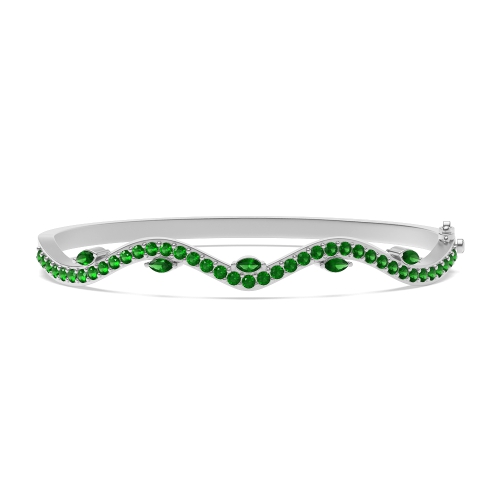 Bezel Setting Round Willow Emerald Bangles Diamond Bracelets