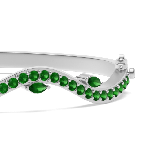 Bezel Setting Round Willow Emerald Bangles Diamond Bracelets