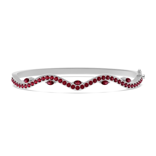 Bezel Setting Round Willow Ruby Bangles Diamond Bracelets