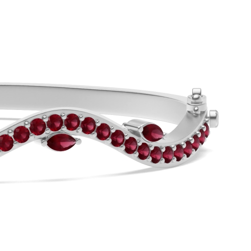 Bezel Setting Round Willow Ruby Bangles Diamond Bracelets