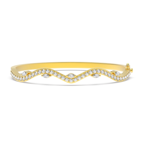 Bezel Setting Round Yellow Gold Willow Bangles Diamond Bracelets