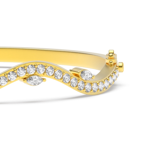 Bezel Setting Round Yellow Gold Willow Bangles Diamond Bracelets