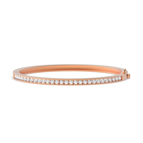 Channel Setting Round Rose Gold Loop Bangles Diamond Bracelets