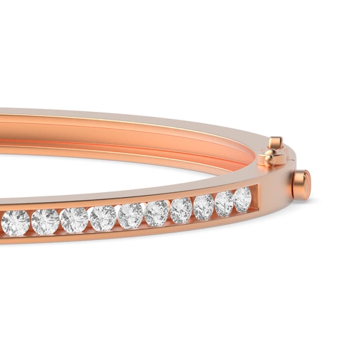 Channel Setting Round Rose Gold Loop Bangles Diamond Bracelets