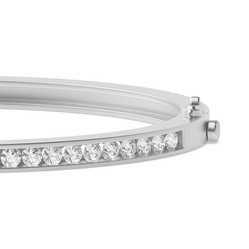 Channel Setting Round White Gold Bangles Bracelet