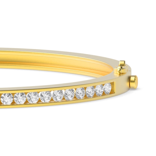 Channel Setting Round Yellow Gold Loop Bangles Diamond Bracelets