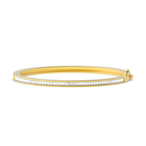Channel Setting Baguette Yellow Gold Orbit Diamond Bracelets