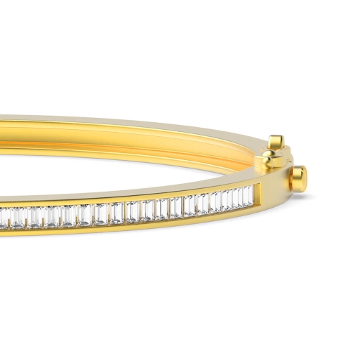 Channel Setting Baguette Yellow Gold Orbit Diamond Bracelets
