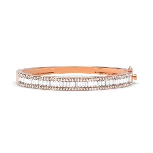 Channel Setting Baguette Rose Gold Bangles Diamond Bracelets