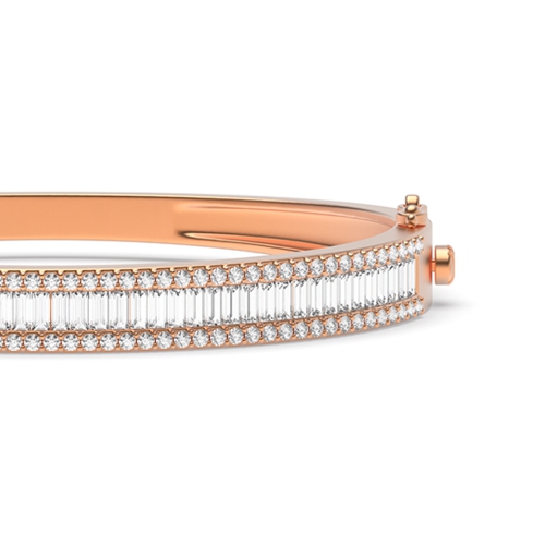 Channel Setting Baguette Rose Gold Bangles Diamond Bracelets