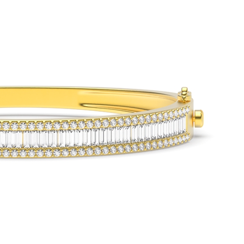 Channel Setting Baguette Yellow Gold Bangles Diamond Bracelets