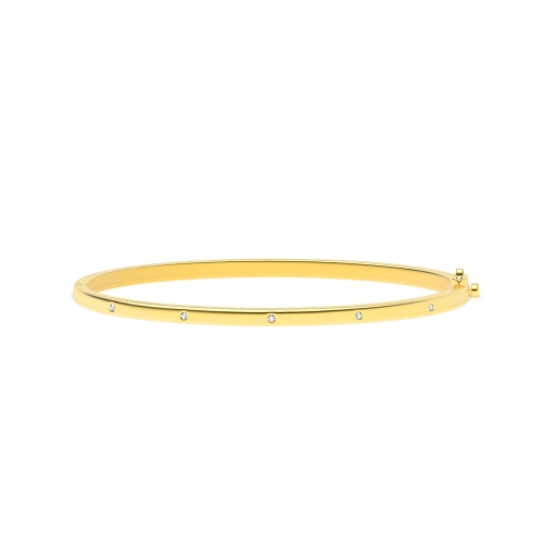 Flush Setting Round Yellow Gold Whisperring Bangles Diamond Bracelets