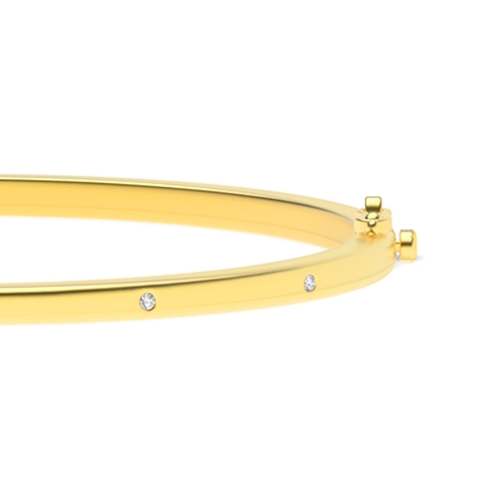 Flush Setting Round Yellow Gold Whisperring Bangles Diamond Bracelets
