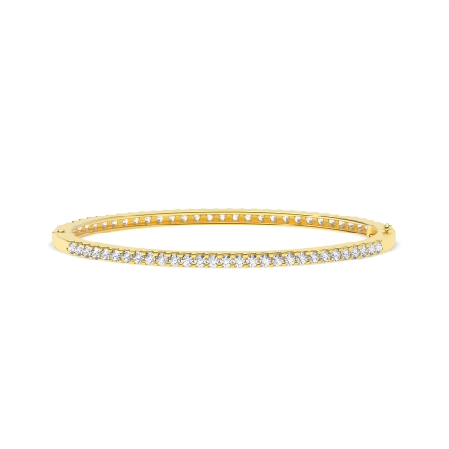 4 Prong Round Yellow Gold Quad loop Bangles Diamond Bracelets