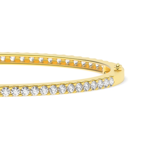 4 Prong Round Yellow Gold Quad loop Bangles Diamond Bracelets