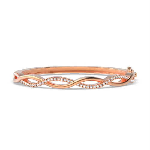 4 Prong Round Rose Gold Twist Bangles Diamond Bracelets