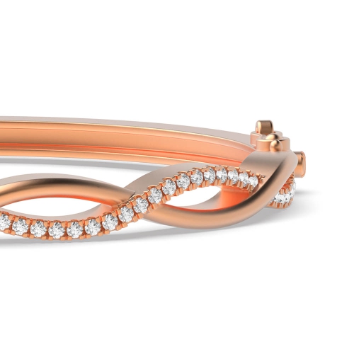 4 Prong Round Rose Gold Twist Bangles Diamond Bracelets