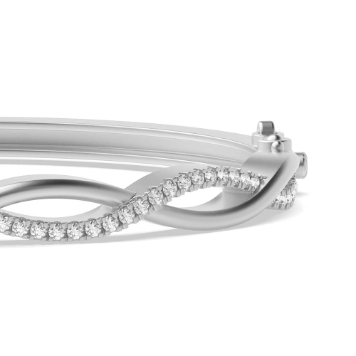 4 Prong Round twist Moissanite Bangles Bracelet