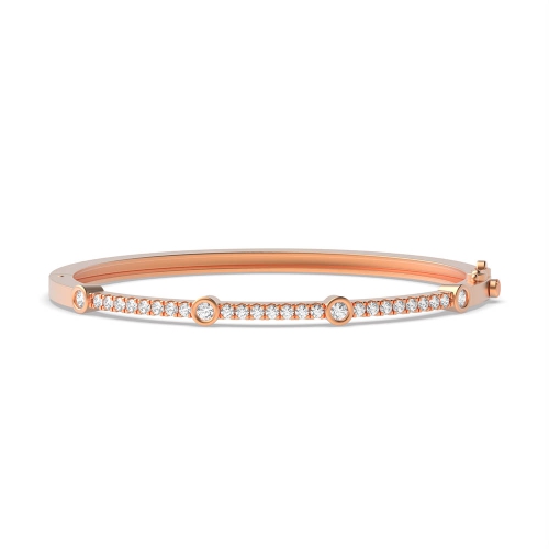 Bezel Setting Round Rose Gold Bangles Diamond Bracelets