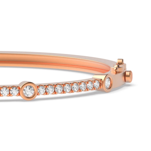 Bezel Setting Round Rose Gold Bangles Diamond Bracelets