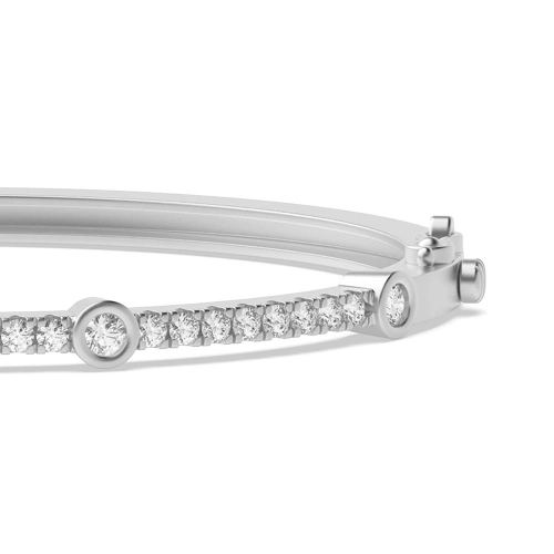 Bezel Setting Round Moissanite Bangles Bracelet