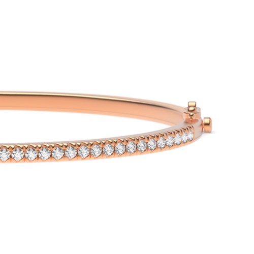 4 Prong Round Rose Gold Quad link Bangles Diamond Bracelets