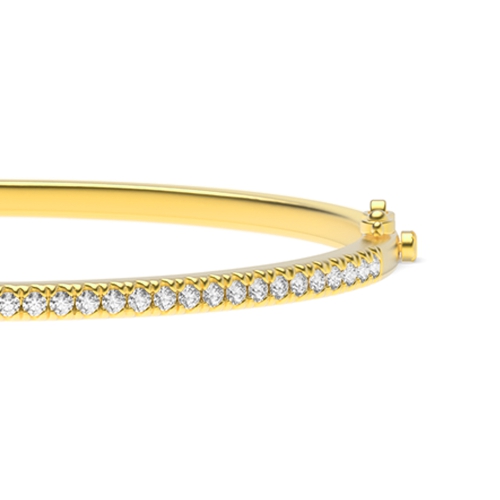 4 Prong Round Yellow Gold Quad link Bangles Diamond Bracelets