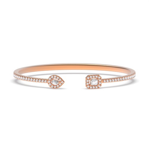 4 Prong Round Rose Gold Pear emerald shaped Bangles Diamond Bracelets