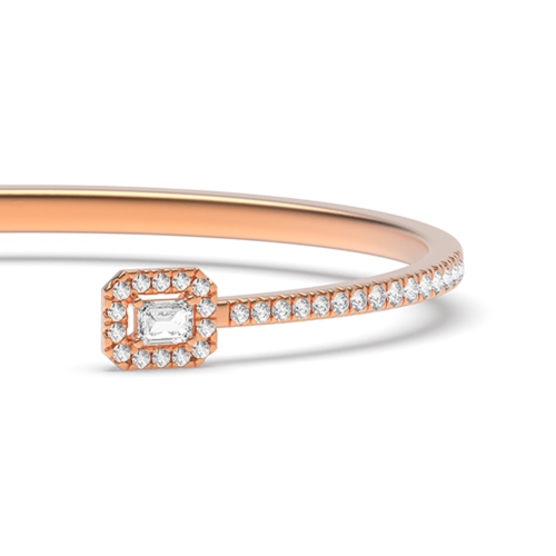 4 Prong Round Rose Gold Pear emerald shaped Bangles Diamond Bracelets