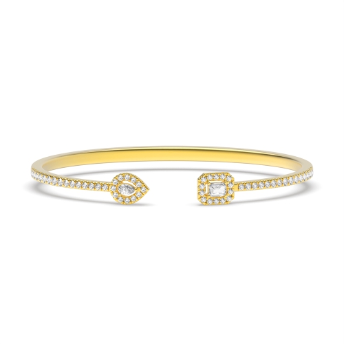 4 Prong Round Yellow Gold Pear emerald shaped Bangles Diamond Bracelets