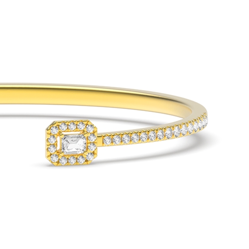4 Prong Round Yellow Gold Pear emerald shaped Bangles Diamond Bracelets