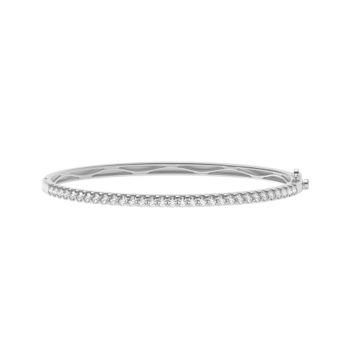 4 Prong Round White Gold Bangles Bracelet