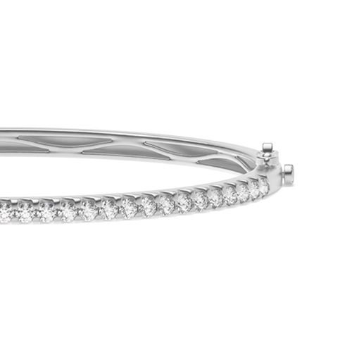 4 Prong Round White Gold Bangles Bracelet