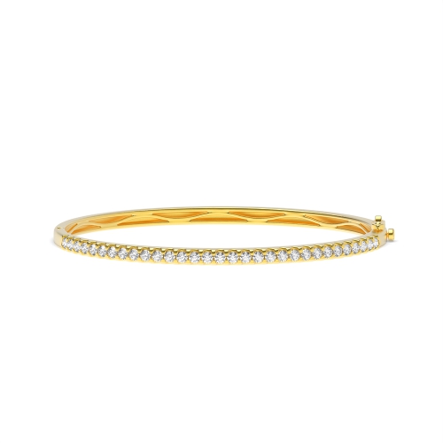 4 Prong Round Yellow Gold Bangles Bracelet