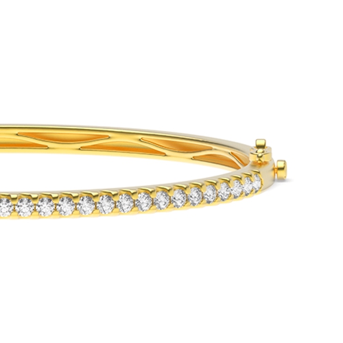 4 Prong Round Yellow Gold Bangles Bracelet