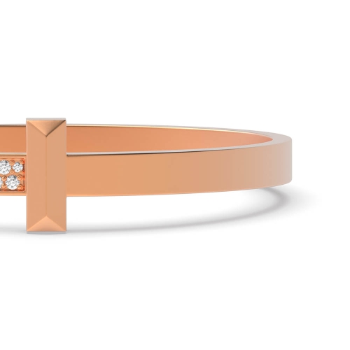 Pave Setting Round Rose Gold Hinged Bangles Diamond Bracelets