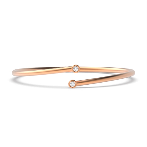 Bezel Setting Round Rose Gold Row Bangles Diamond Bracelets