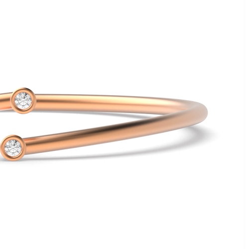 Bezel Setting Round Rose Gold Row Bangles Diamond Bracelets