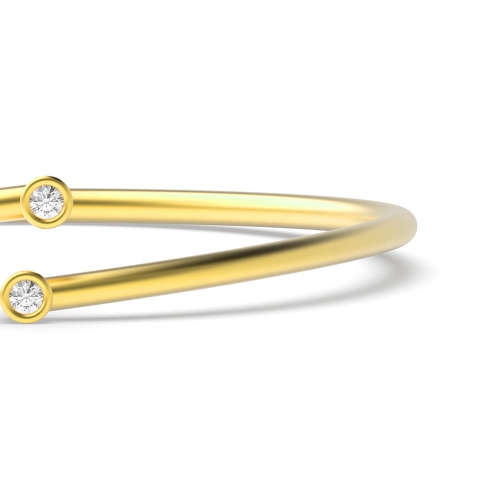 Bezel Setting Round Yellow Gold Row Bangles Diamond Bracelets