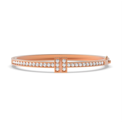 Pave Setting Round Rose Gold Bangles Diamond Bracelets