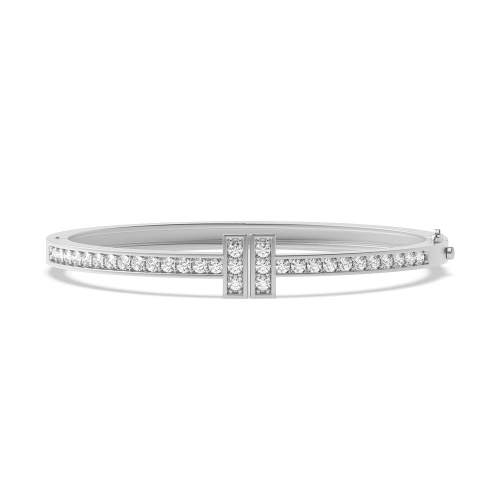 Pave Setting Round Moissanite Bangles Bracelet