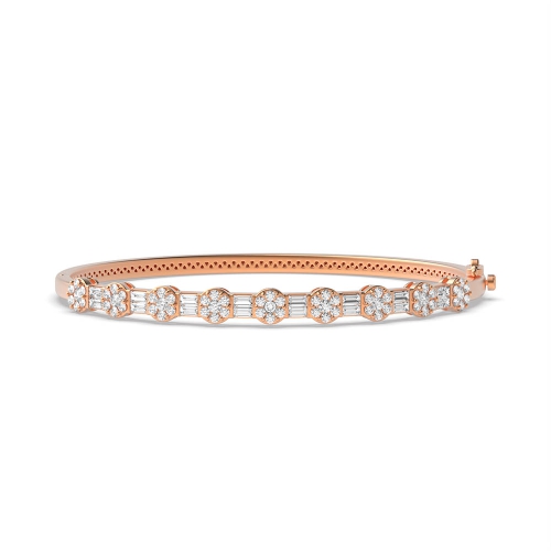 4 Prong Round Rose Gold Elegant encrusted Bangles Diamond Bracelets