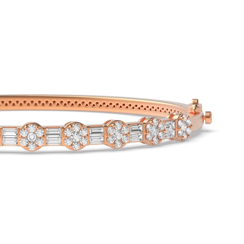 4 Prong Round Rose Gold Elegant encrusted Bangles Diamond Bracelets