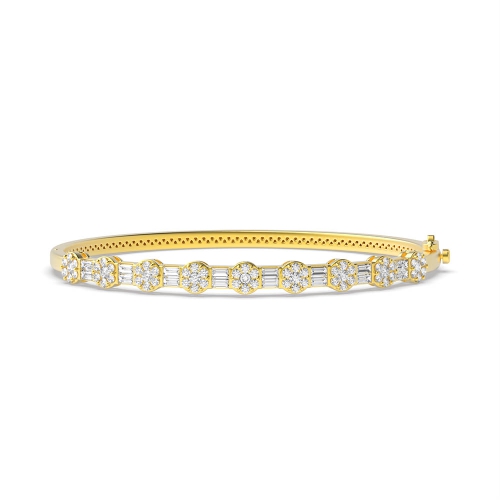 4 Prong Round Yellow Gold Elegant encrusted Bangles Diamond Bracelets