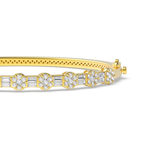 4 Prong Round Yellow Gold Elegant encrusted Bangles Diamond Bracelets