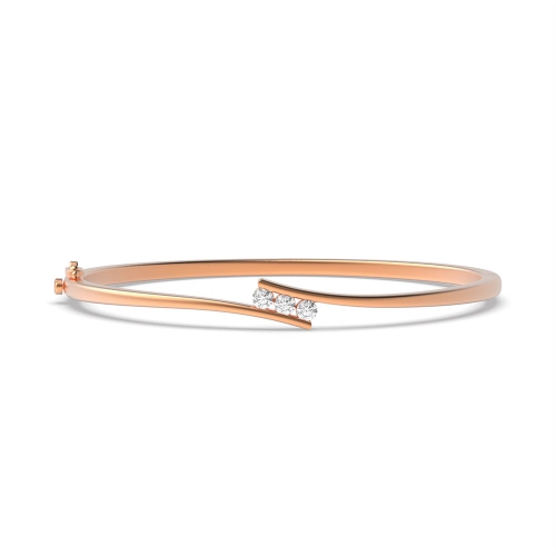 Channel Setting Round Rose Gold 3 stone Bangles Diamond Bracelets